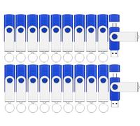 EASTBULL 20 confezioni di unità flash FAT32 USB 2.0 e tipo C da 16 GB (blu)
