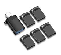 EASTBULL Confezione da 5 chiavette USB 2.0 da 16 GB, con un adattatore USB-C, unità mini USB FAT32 da 16 GB, per archiviazione dati (grigio, 5 cordini, 1 adattatore)