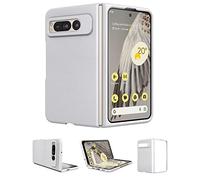 Eastcoo Custodia slim fit per Google Pixel Fold 5G, retro rigido del PC, supporto di ricarica wireless, argento