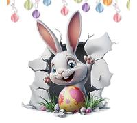 Easter 3D Broken Wall Egg Bunny Sticker - PVC 29x27cm 35g Peel And Stick Decal - Removable Wall Art For Living Room Kitchen - Toilet Bathroom Holiday Decor