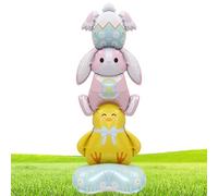 Easter Balloons Decor, Self-Standing Foil, 58.27x27.95 Inch Cute Ornament, Bunny Chick Accessories, Holiday Supplies, Best Usage Accessory for Indoor Outdoor Garden Yard Porch Lawn School and Birthday