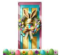Easter Banner - Cute Waterproof Backdrop | Front Door Sign Happy Bunny Decor | 35x70 Inch For Office Classroom Farmhouse Porch Entryway Yard Garden Spring Holiday Party Outdoor Patio Celebration