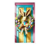 Easter Banner Door Sign | 35 X 70 Inch Cute Waterproof Happy Easter Backdrop, Front Door Hanging Decor For Office Classroom Farmhouse Porch Entryway Yard Garden Spring Party