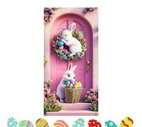 Easter Banners - Bunny Backdrop | 90x180cm Waterproof Porch Sign with Hanging Grommets, Spring Holiday Decor for Indoor Outdoor Home Office Entryway Yard Garden