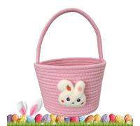 Easter Baskets, Soft Festive Candy Storage Container, Empty Bunny Basket with Handle, Adorable Egg Hunt Bag for Kids, Party Treat Container, 9.06x7.09x6.3 Inches, Lightweight