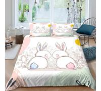 Easter bunniesSet Di Copripiumino microfibra 3 Pezzi stampa 3D con cerniera cute cartoon style copripiumino con federa soffice ultra morbido e traspirante for bambini adulti ragazzi Single（140x200cm）