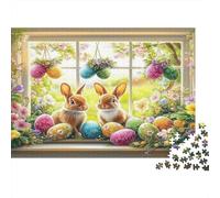 Easter Bunny 1000 Pezzo Puzzle Carta Riciclata Easter Eggs Adulto Puzzles Difficile e Stimolante Relieve Senile Dementia Fun 52x38cm/1000pcs