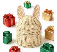 Easter Bunny Basket - Toy Organizer Basket | Hand-Woven Snack Container For Homeowners Party Planners Dining Table Front Porch Church Event Bedroom Living Room Study Candy Toys