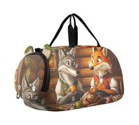 Easter Bunny Basket Tulipani Cottage Carry on Duffel Bag Boy Toddler Weekender Borse Ragazze Tote Duffle Bags Viaggio Palestra Bambini Bagagli, Cena rustica Cozy Wolf Fox, classico