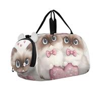 Easter Bunny Basket Tulipani Cottage Carry on Duffel Bag Boy Toddler Weekender Borse Ragazze Tote Duffle Bags Viaggio Palestra Bambini Bagagli, Simpatico gatto siamese cuore rosa, classico