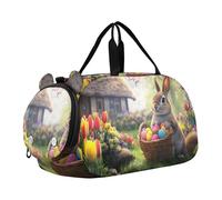 Easter Bunny Basket Tulipani Cottage Carry on Duffel Bag Boy Toddler Weekender Borse Ragazze Tote Duffle Bags Viaggio Palestra Bambini Bagagli, Carino Bunny Tulipani Cottage Garden, classico