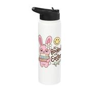 Easter Bunny Book Lover All Booked Reading Humor Stainless Steel Insulated Water Bottle