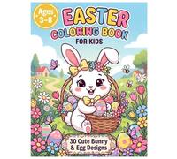 Easter Bunny Coloring Book for Kids Ages 3-8: 30 Cute Bunny & Egg Designs for Kids
