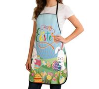Easter Bunny Cooking Apron, Cute Kitchen Protective Apron, Adjustable Floral Egg Print Smock, Home Protective Kitchen Wear for Cooking Baking Barbecue Gardening Cleaning Art Farm Household Tasks