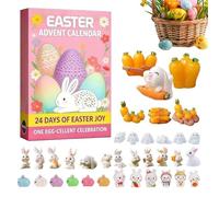 Easter Bunny Decor - 24 Day Collectible Keepsake, Count Down to Easter with Bunny Animal Figures, Decorative Holiday Accessory for Family Friends Adults Children, Perfect for Dining Room Living Room