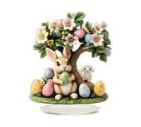 Easter Bunny Decor - 2D Flat Acrylic Easter Egg Tree Table Decoration -Exquisite Workmanship Holiday Animal Statue, 20cm/7.87inch Easterr Bunny Desktop Ornament For Living Room, Bedroom, Dining Room