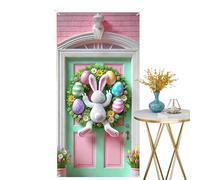Easter Bunny Door Cover - Cute Spring Banner for Holiday Decor | Soft Fabric Hanging Display with Happy Rabbit Artwork, Vertical Door Accent, Festive Decoration Use for Home Room School Dorm Garden