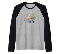 Easter Bunny e T-Rex Monster Truck Funny Boys Digger Maglia con Maniche Raglan