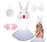 Easter Bunny Ears - Costume coniglietto per bambini | Bunny Outfit | Costumi da coniglio bianco | Comodo accessorio per cosplay regolabile per feste di Pasqua di Halloween