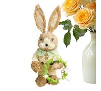 Easter Bunny Figurines, Holiday Straw Animal Sculpture, Table Centerpiece Decoration, Indoor Bunny Decor for Bedroom, Bookshelves, Entryway, Seasonal Home Accent, Cute Bunnies Ornament for Spring