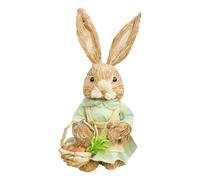 Easter Bunny Figurines - Holiday Straw Sculpture, Decorative Bunny for Table Centerpiece, Indoor Desk, Bedroom, Bookshelves, Entryway, Seasonal Spring Home Decoration for Easter Celebration and
