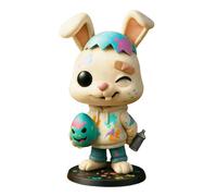 Easter Bunny Figurines Small - Mini Rabbit Statue Ornament, Spring Holiday Decor | Cute Resin Bunny Display Accent Tabletop Decoration Shelf Cabinet Windowsill Bedroom Livingroom Farmhouse Gift Collec