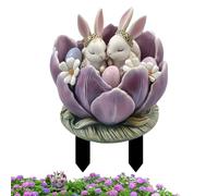 Easter Bunny Garden Stake - 2D Flat Acrylic Bunny Egg, Cute Outdoor Lawn Decoration | Waterproof Plant Pot Stick Party Favors for Yard Garden Home Spring Holiday Celebration Accent Display