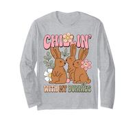Easter Bunny Humor Chillin with My Bunnies Maglia a Manica