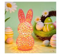 Easter Bunny Lamp 3D Printed Hollow out Bunny Figurine Light Up Rabbit Statues for Table Office Bookshelf Decor Easter Spring Home Decor Gifts(Pink)