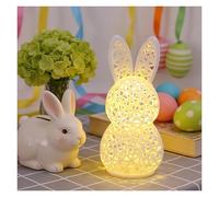 Easter Bunny Lamp 3D Printed Hollow out Bunny Figurine Light Up Rabbit Statues for Table Office Bookshelf Decor Easter Spring Home Decor Gifts(White)