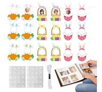 Easter Bunny Picture Frame - 18 Pieces | Spring Easter Decor Photo Frames With Adhesive, Cute Bunny Design, Ideal For Kids & Adults, Home, Bedroom, Living Room, Nursery, Office, School, Apartment & Pa
