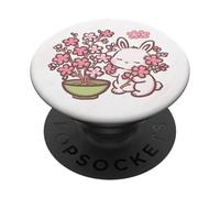 Easter Bunny Pink Sakura Flower Cute Japanese Cherry Blossom PopSockets PopGrip Adesivo