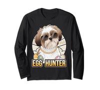 Easter Bunny Shih Tzu Egg Hunter Dog Lover Maglia a Manica