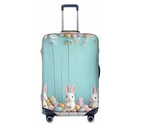 Easter Bunny Spring Banner Elastico Viaggio Bagagli Copertura Valigia, Stampa Valigia Copertura Bagagli Anti-Graffio, Nero , S