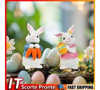 Easter Bunny Statue Cute Rabbit Figure Decorative for Garden Yard (White Set)