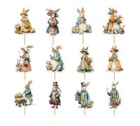 Easter Bunny Topper, Animal Cake Inserts, 12 Pieces with Easy Use, Happy Easter Decoration with Strong Function, Party Care Accessory, Handy Aid for Spring Festival Food DIY Craft Projects Baking