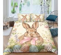 Easter bunnySet Di Copripiumino microfibra 3 Pezzi stampa di 3D cerniera nascosta Watercolor spring art copripiumino con federa soffice ultra morbido e traspirante for bambini Single（135x200cm）