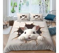 Easter bunnySet Di Copripiumino ultra microfibra Set di 3 Pezzi stampa di 3D con cerniera Cartoon whimsical style_ copripiumino con federe traspirante ultra morbido for coppie Single（135x200cm）