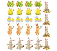 Easter Cake Topper - 24 Pieces Paper Aesthetic Spring | Reusable Rabbit Cupcake Picks, Party Supplies For Home, Restaurant, Office, Holiday Party, Dessert, Pudding, Treats & Celebration Decor