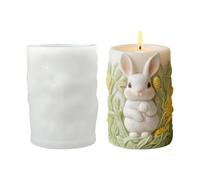 Easter Candle Molds Silicone - Enhances Festive Crafting, Bunny Relief Cylinder Design, Flexible Heat Resistant Silicone, Premium 3D Art Supplies, For Wax Resin Plaster & Cement, DIY Decor