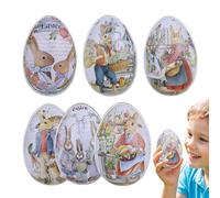 Easter Candy Jar, 6X Colorful Rabbit Snack Storage Box with Lid, 4.92x3.35 inches Easter Table Centerpiece, Egg Shaped Food Container, Decorative Table Centerpieces for Holiday