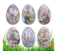 Easter Candy Jar, 6x Colorful Rabbit Snack Storage Box with Lid in Egg Shaped, Food Storage Container, Table Centerpieces, Decorative Easter Party Decoration