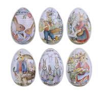 Easter Candy Jar, 6x Colorful Rabbit Snack Storage Boxes with Lid, Egg-Shaped Food Containers, 4.92x3.35Inches Table Centerpieces, Decorative Easter Party Decorations for Home