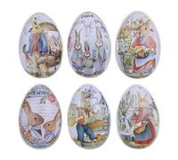 Easter Candy Jar, Colorful Rabbit Snack Storage Box with Lid, Egg Shaped Food Container for Table Centerpieces and Easter Decorations, 4.92x3.35 Inches, Multicolor