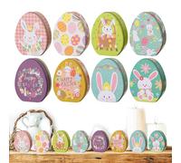 Easter Candy Jar, Set of 8 Egg-Shaped Candy Canisters, Decorative Food Storage Containers for Easter Party, Festive Table Centerpieces and Kitchen Treat Holders, 6.3x4.13 Inches