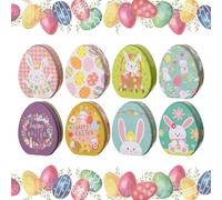 Easter Candy Jar, Set of 8 Egg-Shaped Sweets Canisters, 6.3x4.13 Inches, Decorative Food Storage Containers for Easter Treats, Holiday Party Decorations, and Festive Home Displays