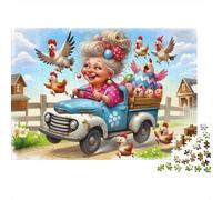 Easter Chicken Fun 1000 Pc Nonna con Pulcini Jigsaw Adulti Cartone Riciclato Puzzle Set Gioco Educativo Antistress Decorazione Parete Regalo 38x26cm