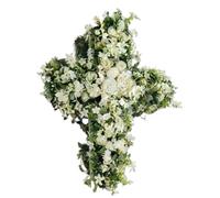 Easter Cross Wreath - Artificial Spring Faith-Based Door Decoration for Religious Home Display, Seasonal Porch Accent with Floral Cross Design, Floral Arrangement, Holiday Decor