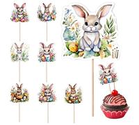 Easter Cupcake Toppers, Colorful Cute Rabbit Picks, 8 Styles Paper Cake Decorations, Ideal for Party, Birthday, Easter Theme, Spring Celebration, Dessert Table Decor