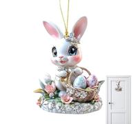 Easter Decoration Pendant, 2D Acrylic Bunny Shape Decoration Ornaments - Cute Easter Wreath for Spring, Lightweight Rabbit Garland for Door, Wall, Oro Window, Perfect for Holiday Decor